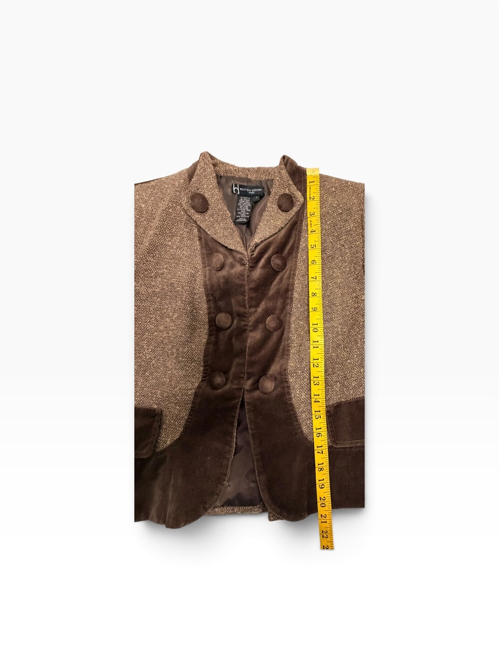 Boston Design Studio Brown Tweed Velvet Blazer 4 Dark Academia Equestrian - Picture 7 of 9